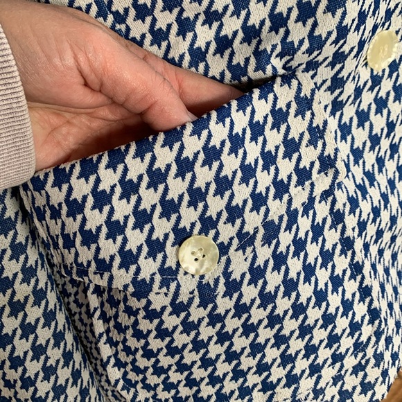 Vintage 1970's White STage Polyester Blazer - Blue & White Houndstooth - Picture 6 of 12